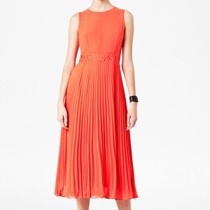 French Connection Orange Pleated Evening Dress